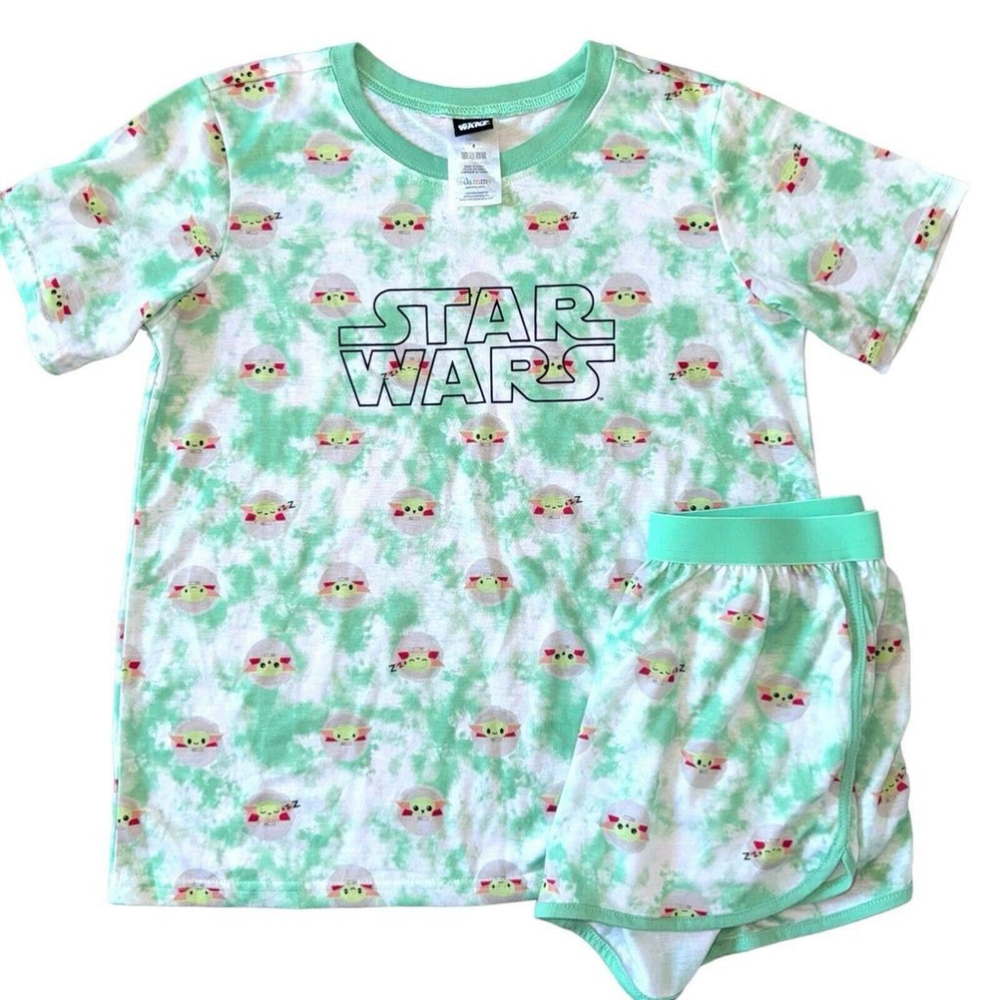Star Wars Womens' The Mandalorian Grogu Baby Yoda Chibi Sleep Pajama Set Small S
